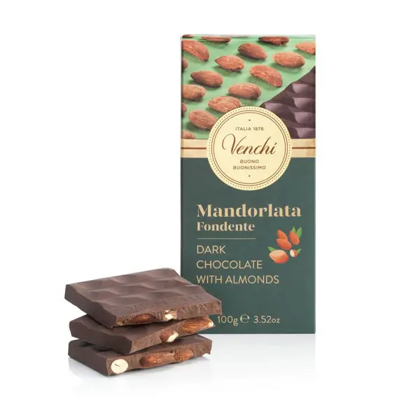 Horká čokoláda s celými mandľami, 95 g